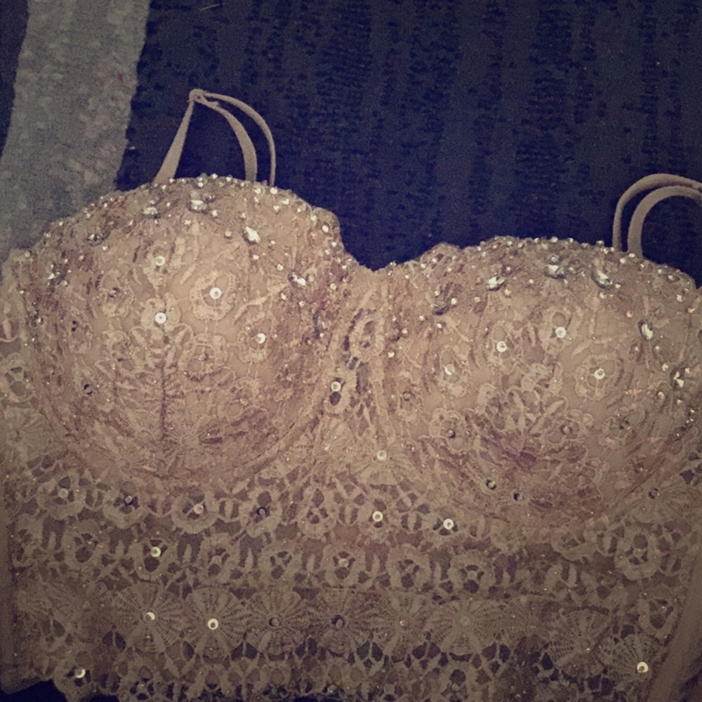 A jeweled bustier crop top